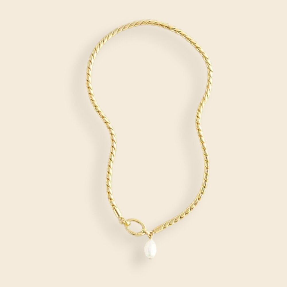 J.Crew Rope Chain Freshwater Pearl Necklace NWOT